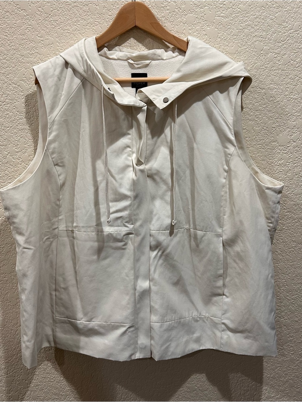 Eileen Fisher Sleeveless Hooded Utility Vest - White